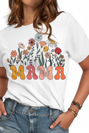 Flowers Mama Shirt Cute Mothers Day T-Shirt Gift Ideas For Mama