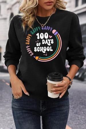 Happy 100 Days Of School Sweatshirt Funny School Celebration Gifts For Teacher