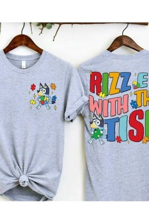 Rizz Em With The Autism Shirt Bluey Autism Awareness T-Shirt Gifts For Women