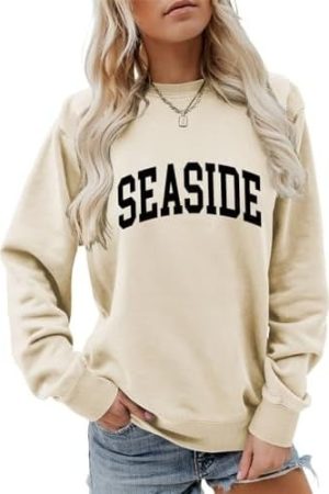 Seaside Sweatshirt Vintage Letter Sweatshirt Best Gifts For Daughter