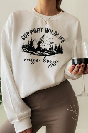 Support Wildlife Raise Boys Sweatshirt Mom Life Sweatshirt Mother's Day Gifts