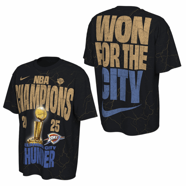OKC Thunder Championship Shirt Black Nike ON-COURT 2025 NBA Championship Merch Gifts For Father - Image 2