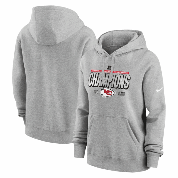 AFC Champions Kansas City Chiefs Hoodie Grey Travis Kelce Engagement Chiefs Outfits Merch For Swifties